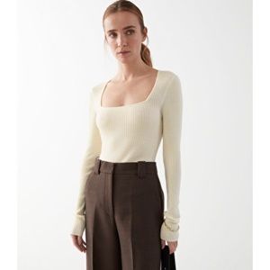 & Other Stories Ribbed Square Neck Top